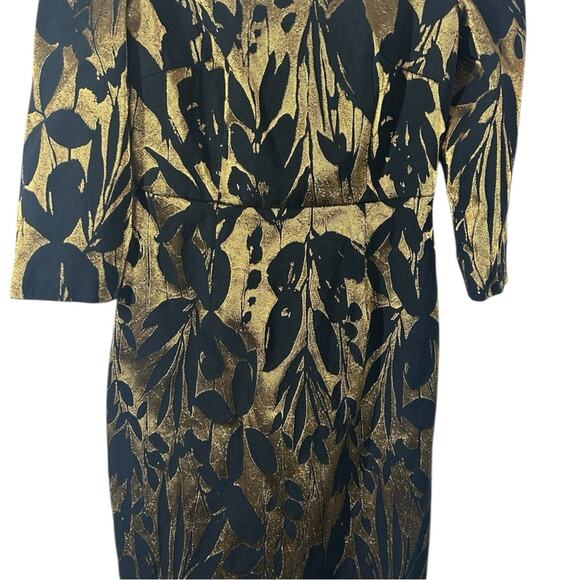 Trina Turk Metallic Jacquard Off-the-Shoulder Sumire Dress Size 4 – Black & Gold - Picture 6 of 14